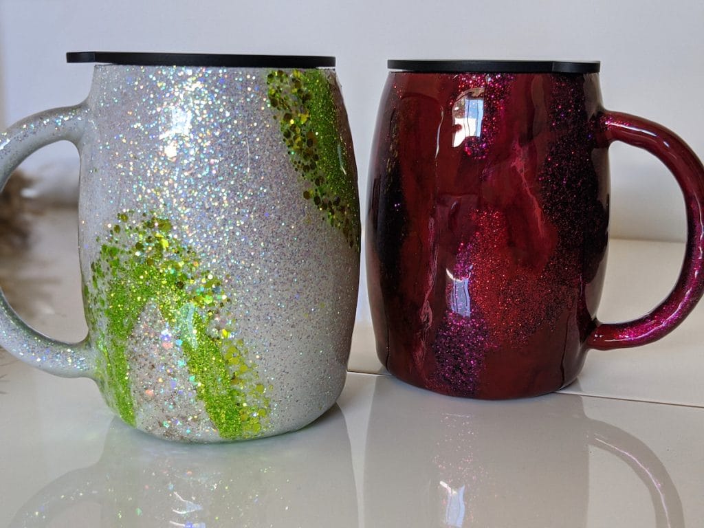 Two birthstone inspired 14 oz travel mugs