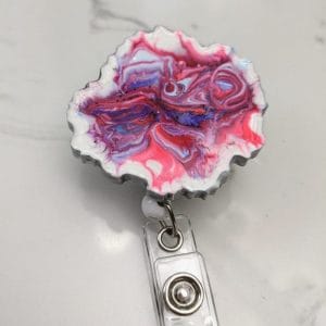 Resin geode badge reel