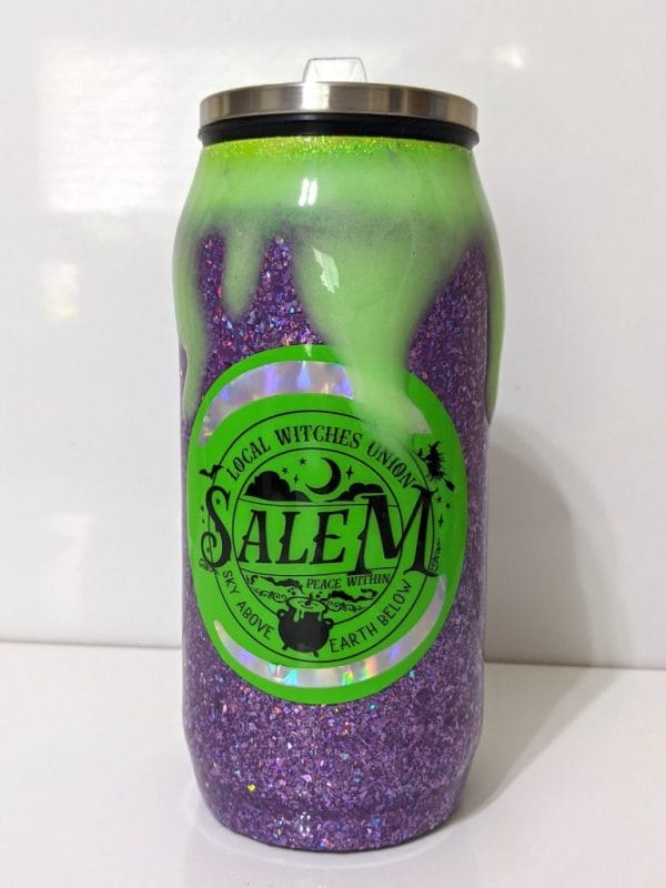 Witches Union Tumbler - purple glitter green drips