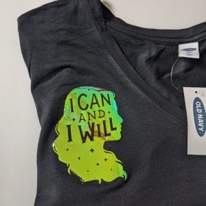 I can and I will design on black tee shirt