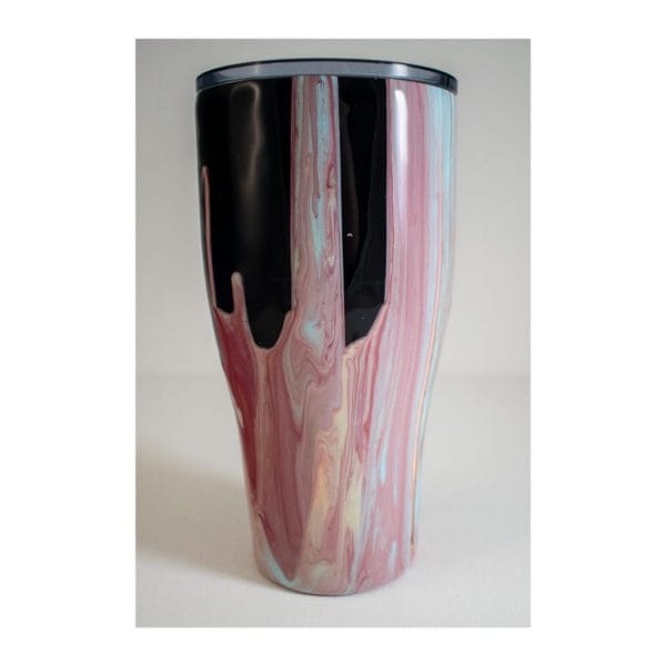 Color drip tumbler in pink blue cream and black