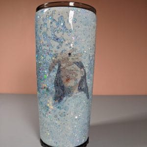 Coral Azul Glitter Tumbler - Handmade Resin + Stainless Steel