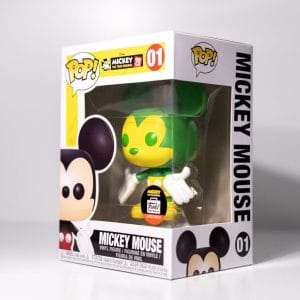 green and yellow mickey mouse funko pop!