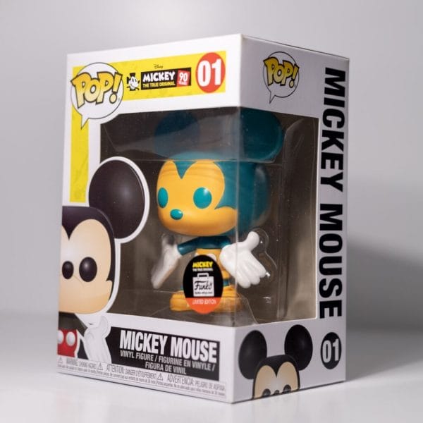 orange and teal mickey mouse funko pop!